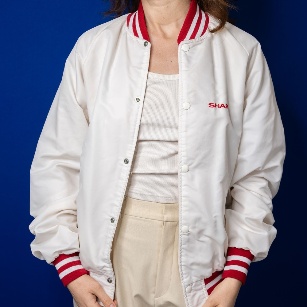 "Sharp" White/Red Bomber Jacket